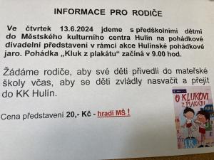 Informace pro rodiče - budova Družba 1